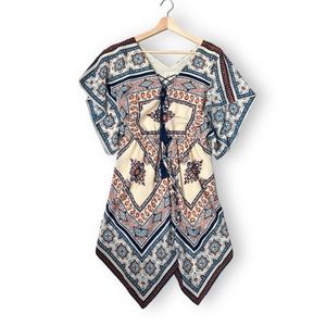 Moon River Short Sleeve Handkerchief Print Dress | EUC Size M